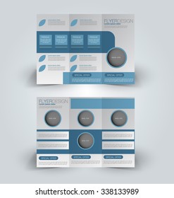 Brochure design template. Abstract background. for business, education, advertisement. Trifold booklet editable printable vector illustration.  Blue color.