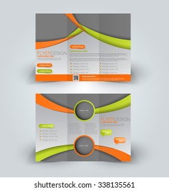 Brochure design template. Abstract background. for business, education, advertisement. Trifold booklet editable printable vector illustration.  Orange and green color.