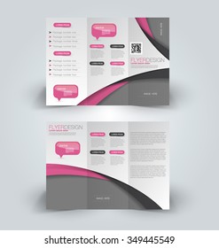 Brochure design template. Abstract background. for business, education, advertisement. Trifold booklet editable printable vector illustration. Pink and black color