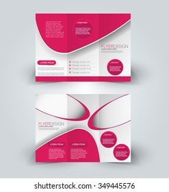 Brochure design template. Abstract background. for business, education, advertisement. Trifold booklet editable printable vector illustration. Pink color