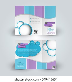 Brochure design template. Abstract background. for business, education, advertisement. Trifold booklet editable printable vector illustration. Blue and purple color