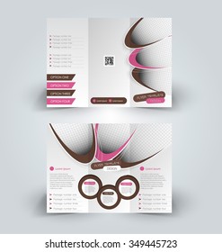 Brochure design template. Abstract background. for business, education, advertisement. Trifold booklet editable printable vector illustration. Pink and brown color