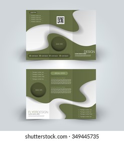 Brochure design template. Abstract background. for business, education, advertisement. Trifold booklet editable printable vector illustration.  Green color