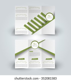 Brochure design template. Abstract background. for business, education, advertisement. Trifold booklet editable printable vector illustration.  Green color.