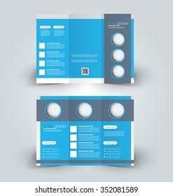 Brochure design template. Abstract background. for business, education, advertisement. Trifold booklet editable printable vector illustration.  Blue color.