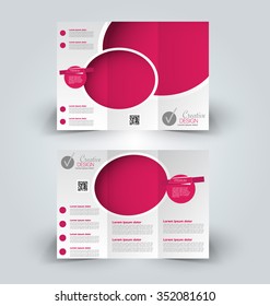 Brochure design template. Abstract background. for business, education, advertisement. Trifold booklet editable printable vector illustration. Pink color.