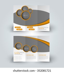 Brochure design template. Abstract background. for business, education, advertisement. Trifold booklet editable printable vector illustration.  Orange color.