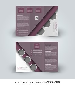Brochure design template. Abstract background. for business, education, advertisement. Trifold booklet editable printable vector illustration. Purple color.