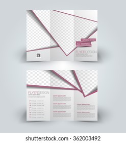 Brochure design template. Abstract background. for business, education, advertisement. Trifold booklet editable printable vector illustration. Purple color.