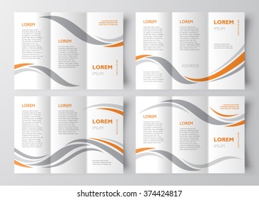 brochure design template abstract curves waves set