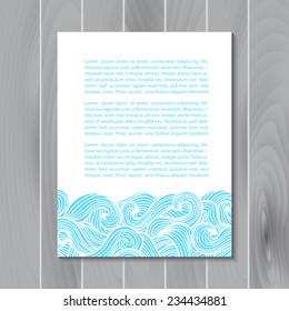 Brochure design template with abstract hand-drawn waves