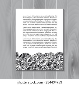 Brochure design template with abstract hand-drawn waves