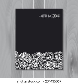 Brochure design template with abstract hand-drawn waves