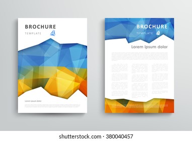 Brochure design template with abstract polygonal background. Vector illustration
