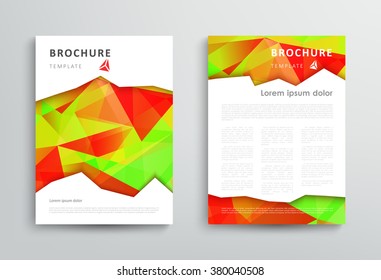 Brochure design template with abstract polygonal background. Vector illustration