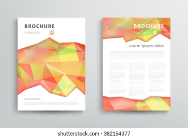 Brochure design template with abstract polygonal background. Vector illustration