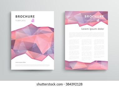 Brochure design template with abstract polygonal background. Vector illustration