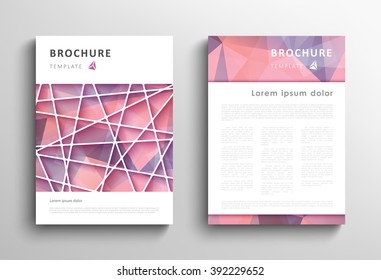 Brochure design template with abstract polygonal background. Vector illustration