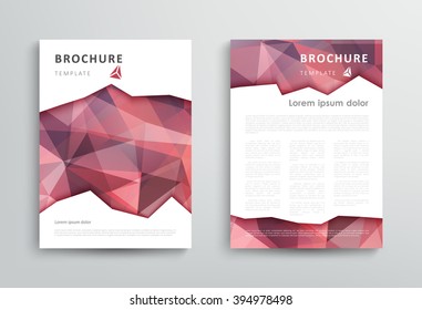 Brochure design template with abstract polygonal background. Vector illustration