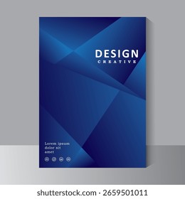 Plantilla de diseño de folleto con color azul, Plantilla de tamaño A4 se puede utilizar para el diseño de la cubierta, informe anual, cubierta de Perfil de la empresa, folleto y cubierta de Catálogo. Vector EPS 10