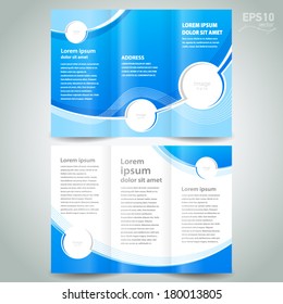 brochure design template blue white curves color, frame for images