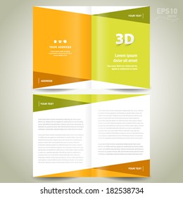 brochure design template - booklet flat geometric abstract orange green color