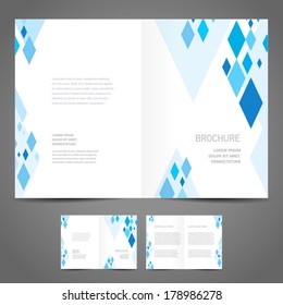 brochure design template - booklet vector geometric abstract rhombus blue