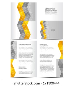 brochure design template booklet vector color grey, yellow abstract line figure white background