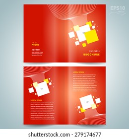 brochure design template booklet vector tech background red color 3d lines and squares