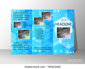 Brochure design template, business broadsheet concept, standard tri-fold A4 size, on grey bakcground