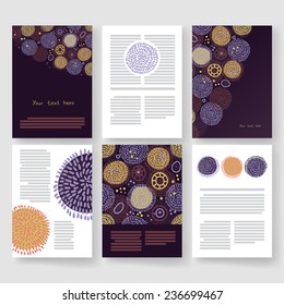 Brochure design template with circular abstract element.