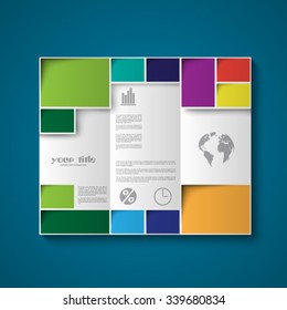 Brochure design template with color rectangles