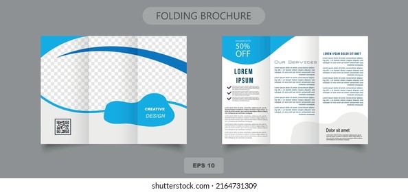 Brochure design template colored drops liquid. The minimal vector illustration of editable layouts. Simple blue white flyer with place for photo.