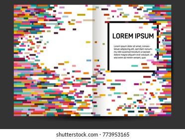 Brochure design template, colorful lines on white, eps10 vector