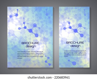 Brochure design template. Corporate identity. Abstract backdrop.  Brand, visualization, identity design template. Pattern of structure of the DNA molecule. Vector illustration