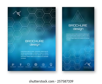 Brochure design template. Corporate identity. Abstract geometric backdrop. Brand, visualization, identity design template. Vector illustration