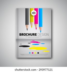 Brochure design template cover book, cmyk polygraphy