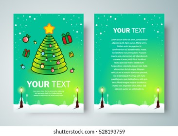Brochure design template cover, merry christmas, flyer xmas