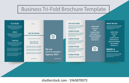 Brochure design, brochure template, creative tri-fold, trend brochure. The template is white with a place for photos.