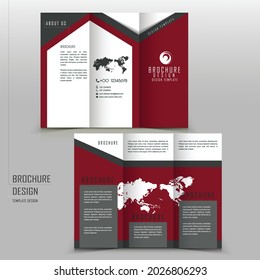 Brochure design, brochure template, creative tri-fold, trend brochure dark red and grey