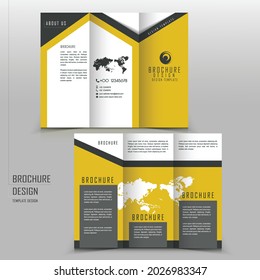 Brochure design, brochure template, creative tri-fold, trend brochure yellow and grey