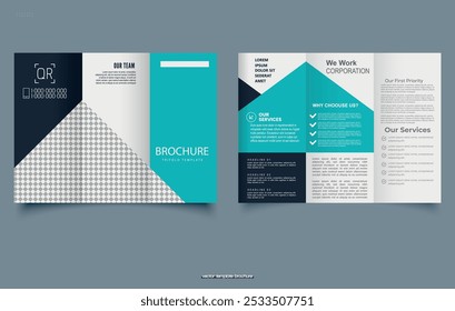 Brochure design, brochure template, creative tri-fold, trend brochure. Print Ready Brochure Template. Vector illustration