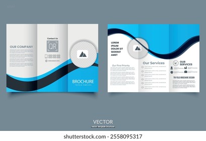 Brochure design brochure template creative tri-fold trend brochure, layout design with mockup