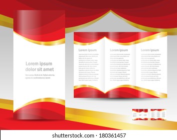 brochure design template curtain red gold drapes