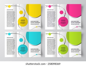 brochure design template curves circles colored