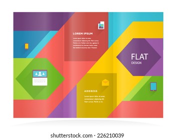brochure design template flat colored trifold