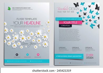 Brochure Design Template. Flower concept, Abstract Modern Backgrounds, Infographic. Vector