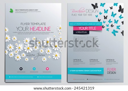 Brochure Design Template. Flower concept, Abstract Modern Backgrounds, Infographic. Vector