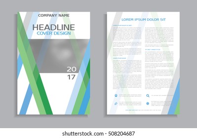 Brochure design template - flyer - annual report - cover - leaflet - with blue and green stripes background - eps 10