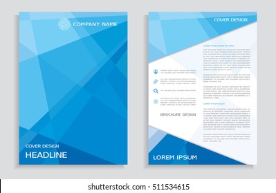 Brochure design template - flyer - annual report - cover - with blue polygons background - eps 10